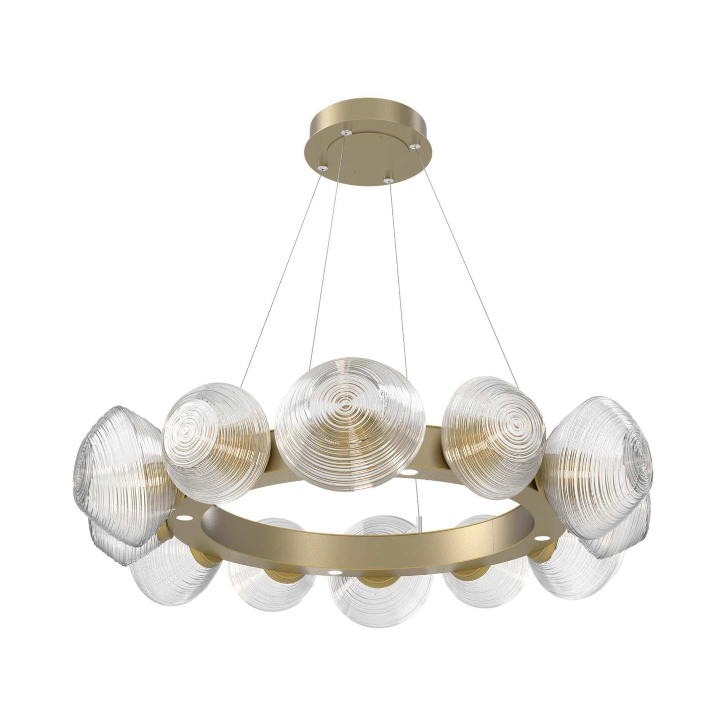 Mesa Radial Ring LED Chandelier in Gilded Brass/Clear Blown Glass (35.2-Inch).