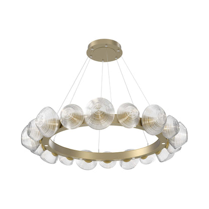 Mesa Radial Ring LED Chandelier in Gilded Brass/Clear Blown Glass (47.5-Inch).