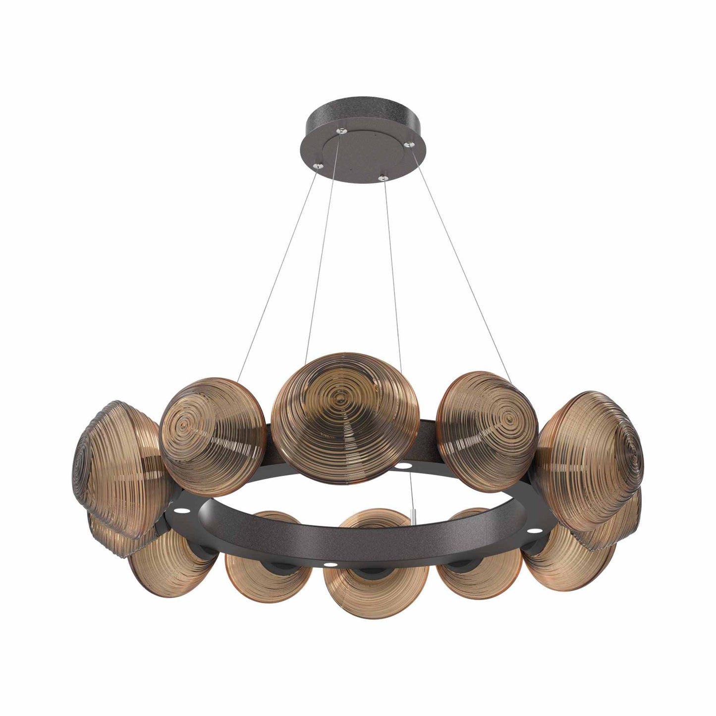 Mesa Radial Ring LED Chandelier in Graphite/Bronze Blown Glass (35.2-Inch).