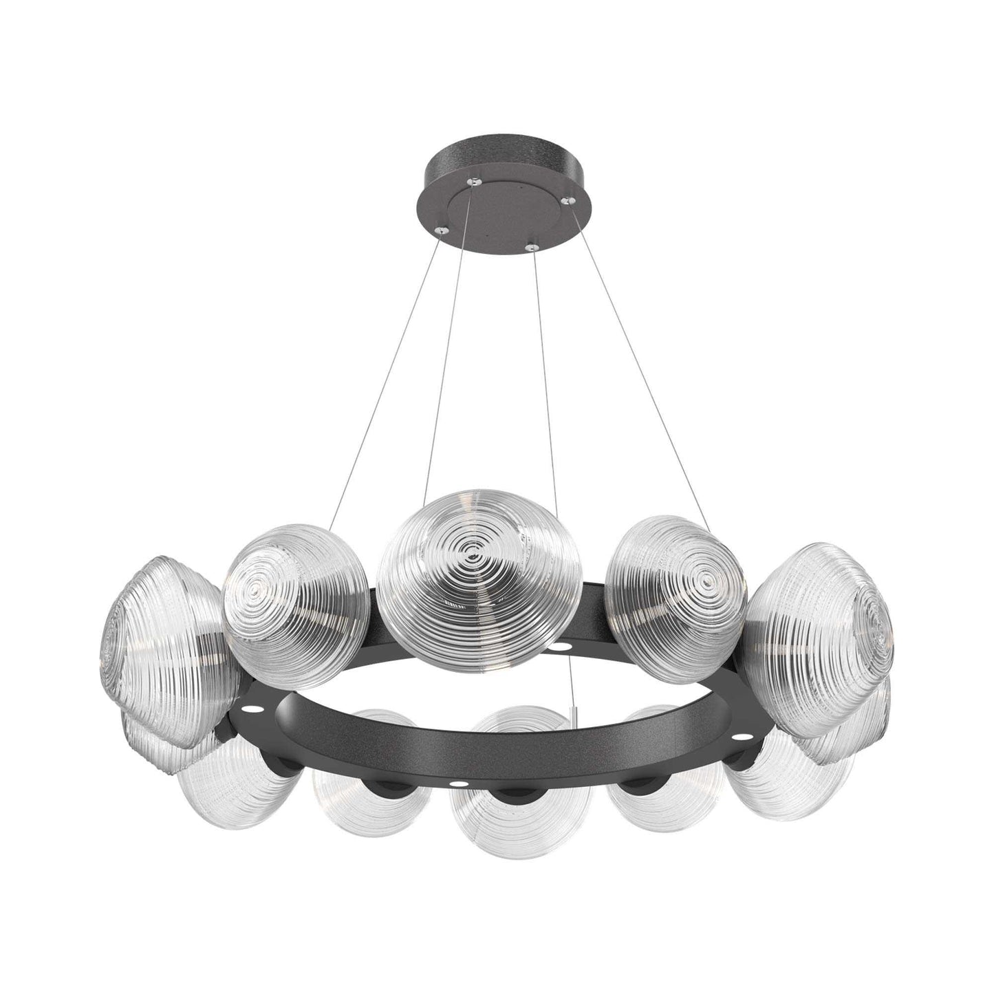 Mesa Radial Ring LED Chandelier in Graphite/Clear Blown Glass (35.2-Inch).