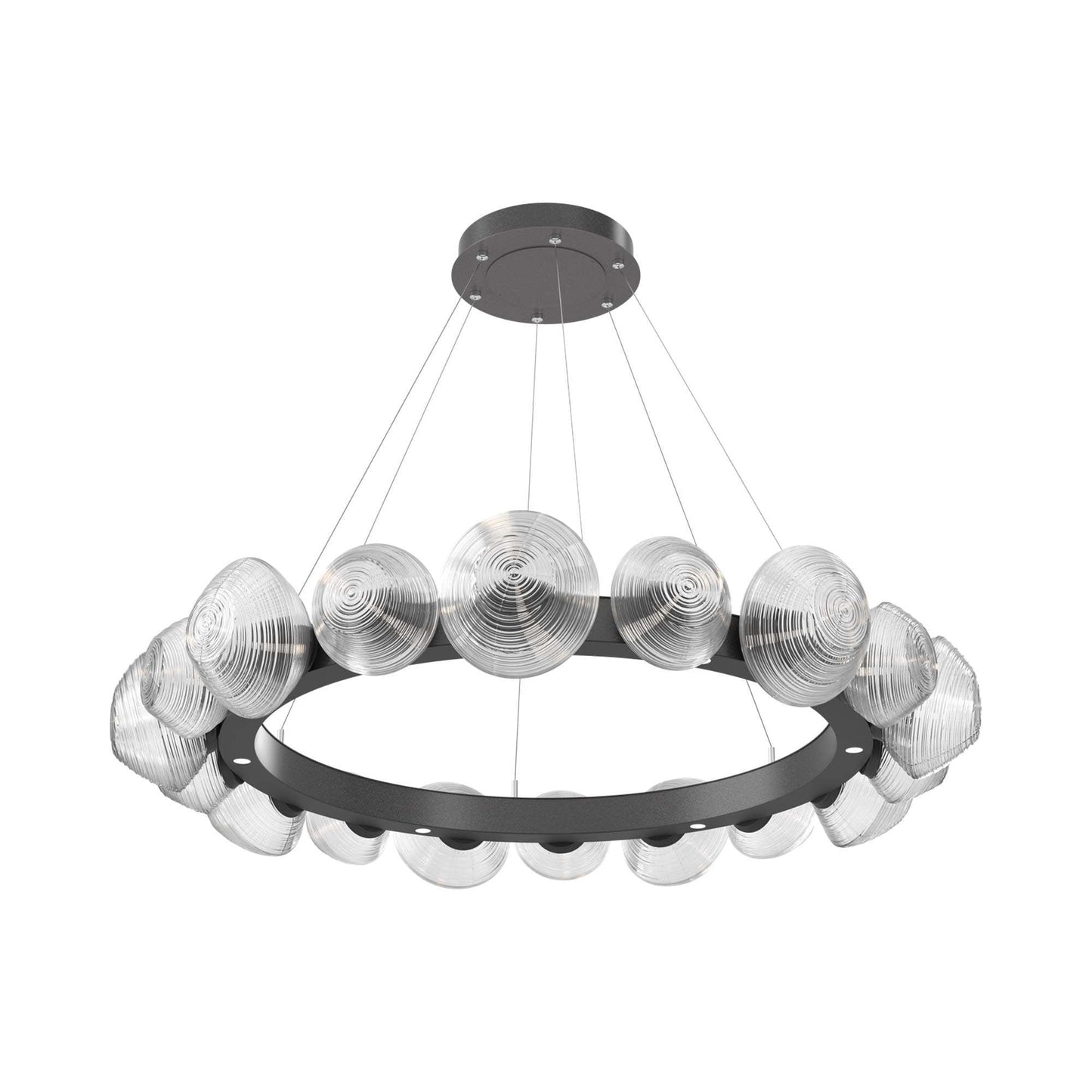 Mesa Radial Ring LED Chandelier in Graphite/Clear Blown Glass (47.5-Inch).