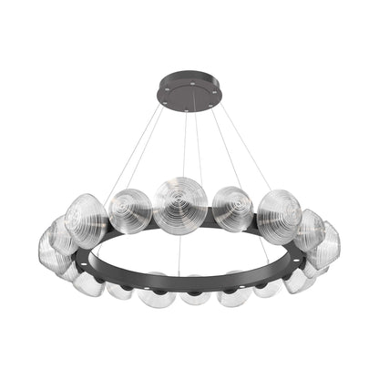 Mesa Radial Ring LED Chandelier in Graphite/Clear Blown Glass (47.5-Inch).
