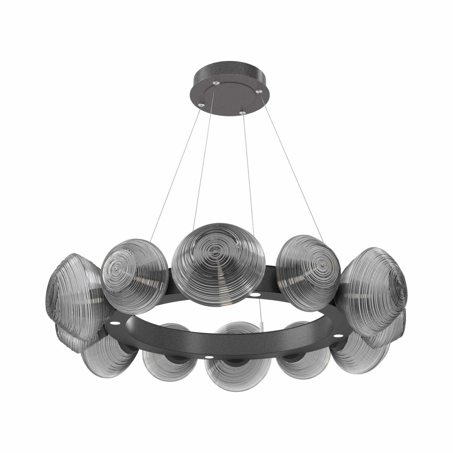 Mesa Radial Ring LED Chandelier in Graphite/Smoke Blown Glass (35.2-Inch).