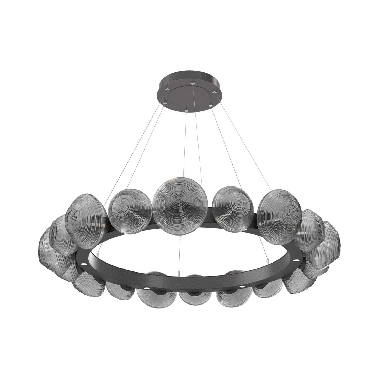 Mesa Radial Ring LED Chandelier in Graphite/Smoke Blown Glass (47.5-Inch).