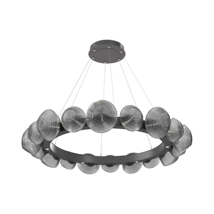 Mesa Radial Ring LED Chandelier in Graphite/Smoke Blown Glass (47.5-Inch).