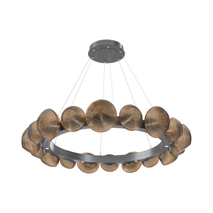 Mesa Radial Ring LED Chandelier in Gunmetal/Bronze Blown Glass (47.5-Inch).