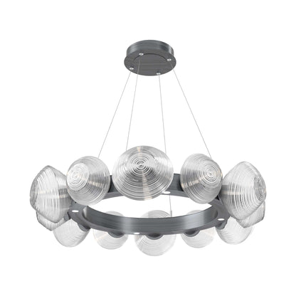 Mesa Radial Ring LED Chandelier in Gunmetal/Clear Blown Glass (35.2-Inch).