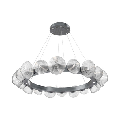 Mesa Radial Ring LED Chandelier in Gunmetal/Clear Blown Glass (47.5-Inch).