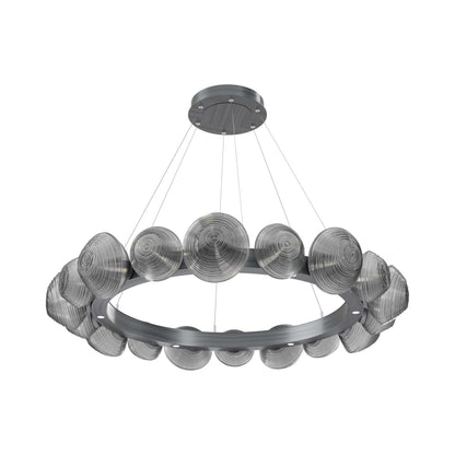 Mesa Radial Ring LED Chandelier in Gunmetal/Smoke Blown Glass (47.5-Inch).
