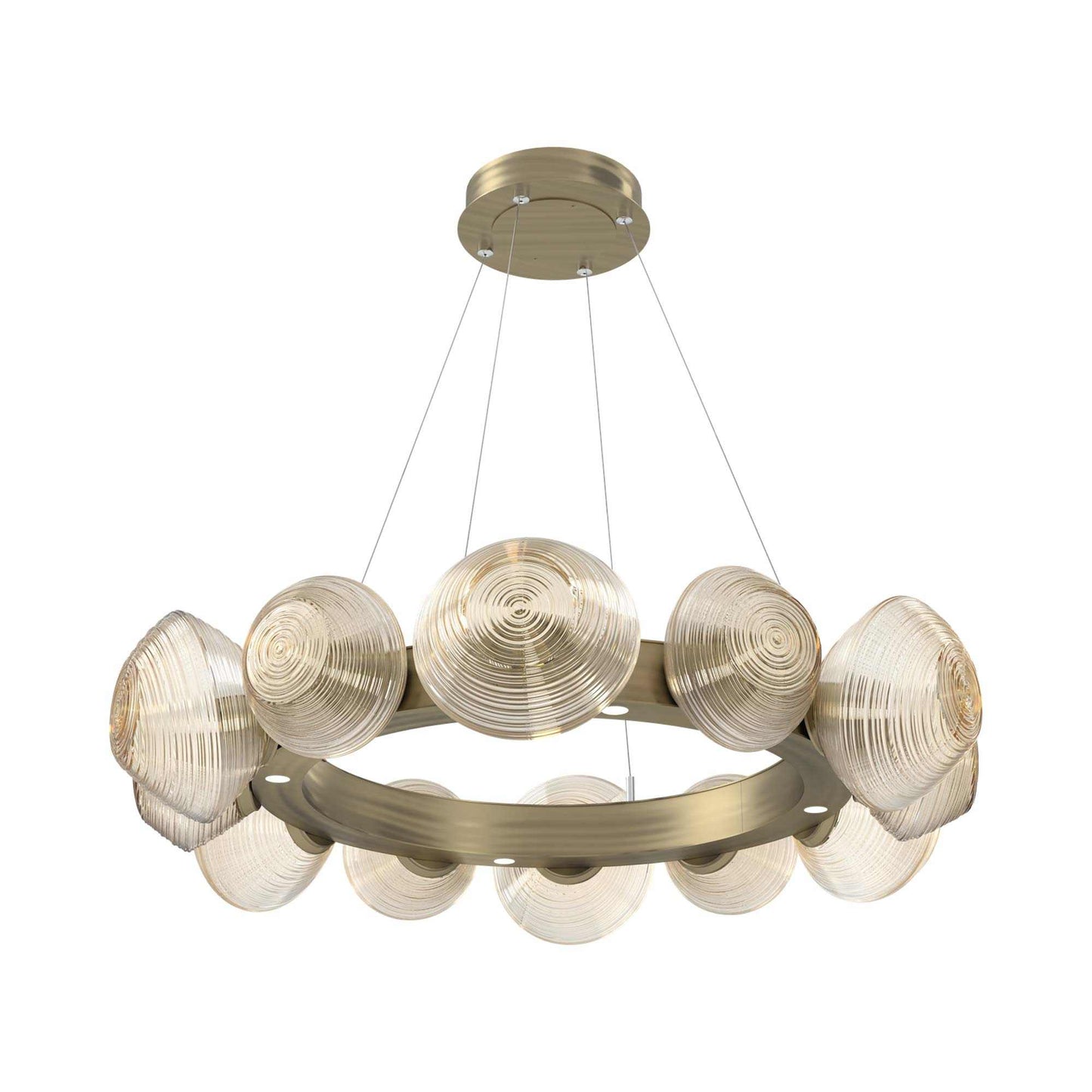 Mesa Radial Ring LED Chandelier in Heritage Brass/Amber Blown Glass (35.2-Inch).
