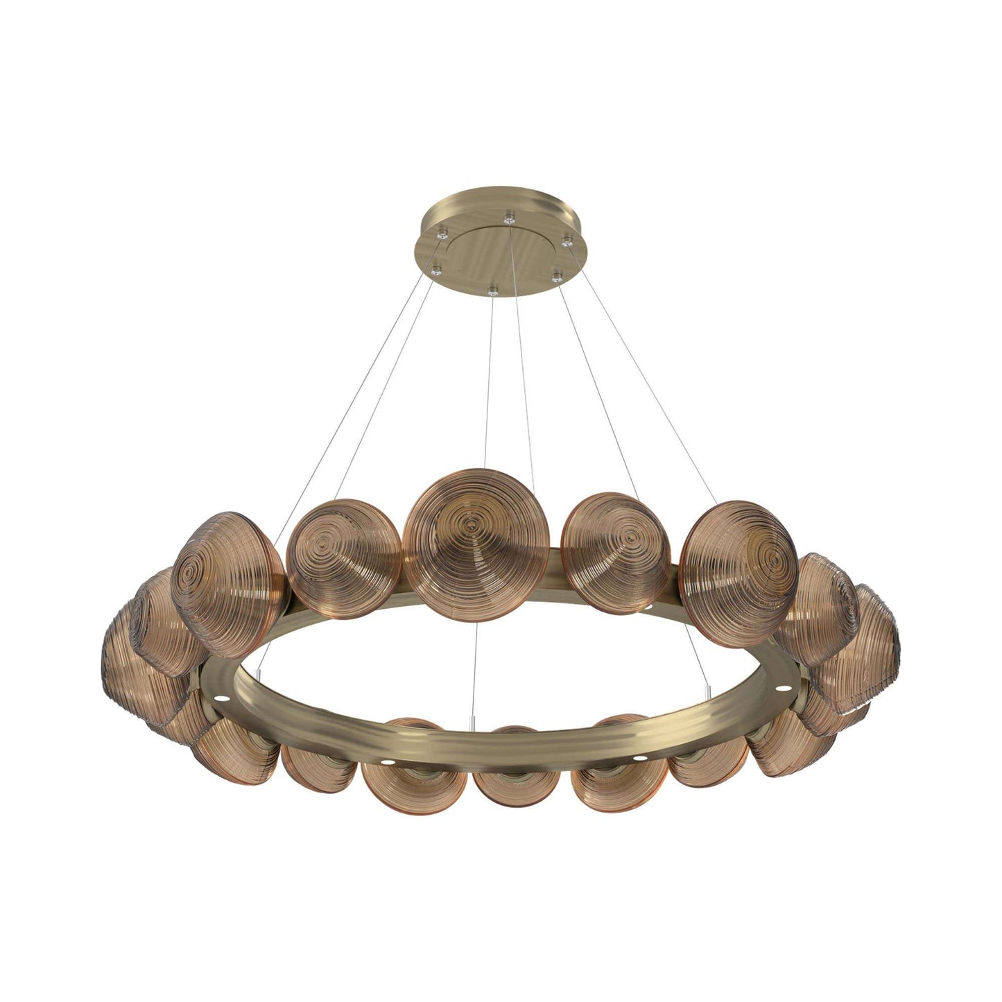 Mesa Radial Ring LED Chandelier in Heritage Brass/Bronze Blown Glass (47.5-Inch).