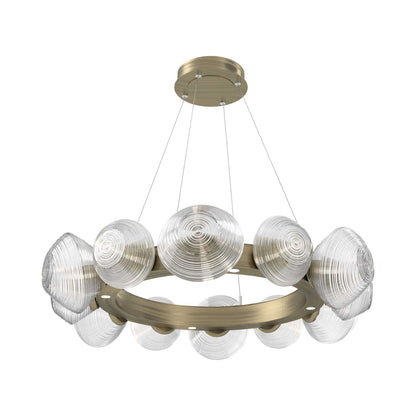 Mesa Radial Ring LED Chandelier in Heritage Brass/Clear Blown Glass (35.2-Inch).