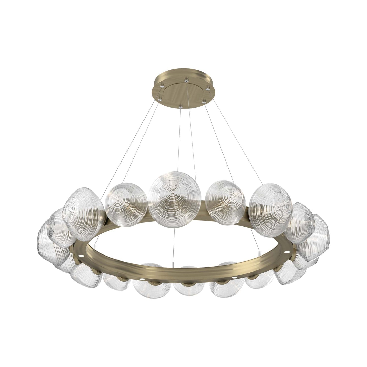 Mesa Radial Ring LED Chandelier in Heritage Brass/Clear Blown Glass (47.5-Inch).