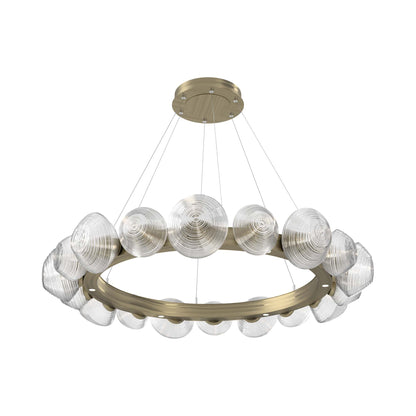 Mesa Radial Ring LED Chandelier in Heritage Brass/Clear Blown Glass (47.5-Inch).