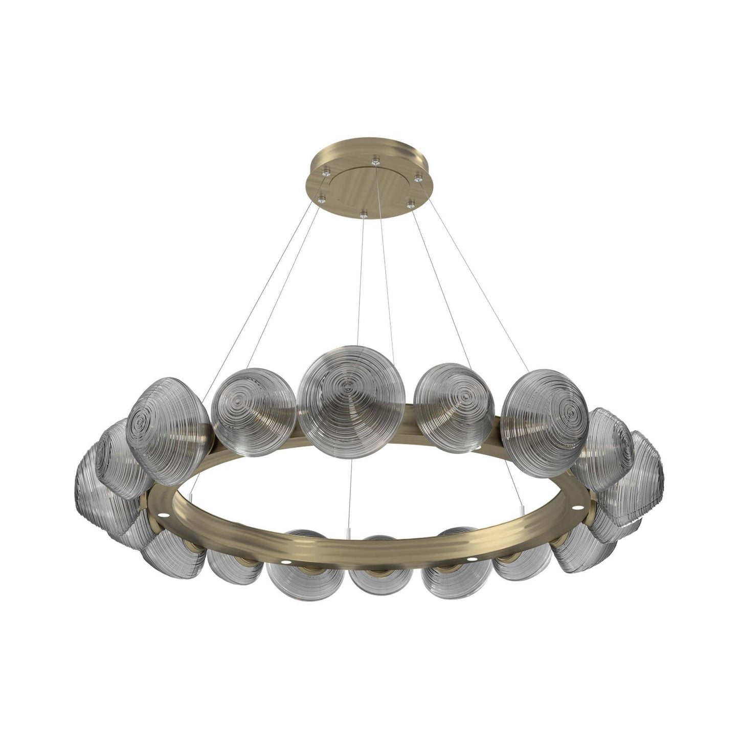 Mesa Radial Ring LED Chandelier in Heritage Brass/Smoke Blown Glass (47.5-Inch).