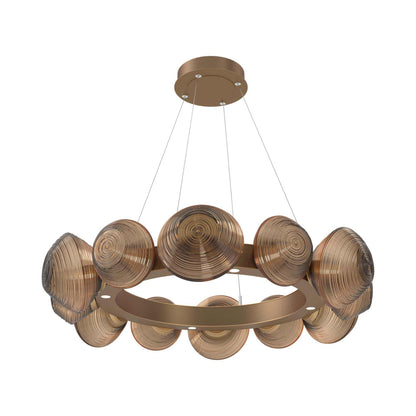 Mesa Radial Ring LED Chandelier in Novel Brass/Bronze Blown Glass (35.2-Inch).