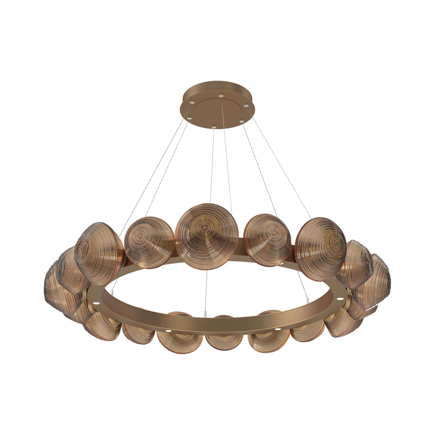 Mesa Radial Ring LED Chandelier in Novel Brass/Bronze Blown Glass (47.5-Inch).