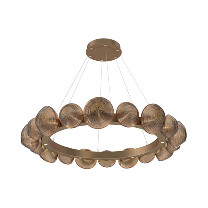 Mesa Radial Ring LED Chandelier in Novel Brass/Bronze Blown Glass (47.5-Inch).