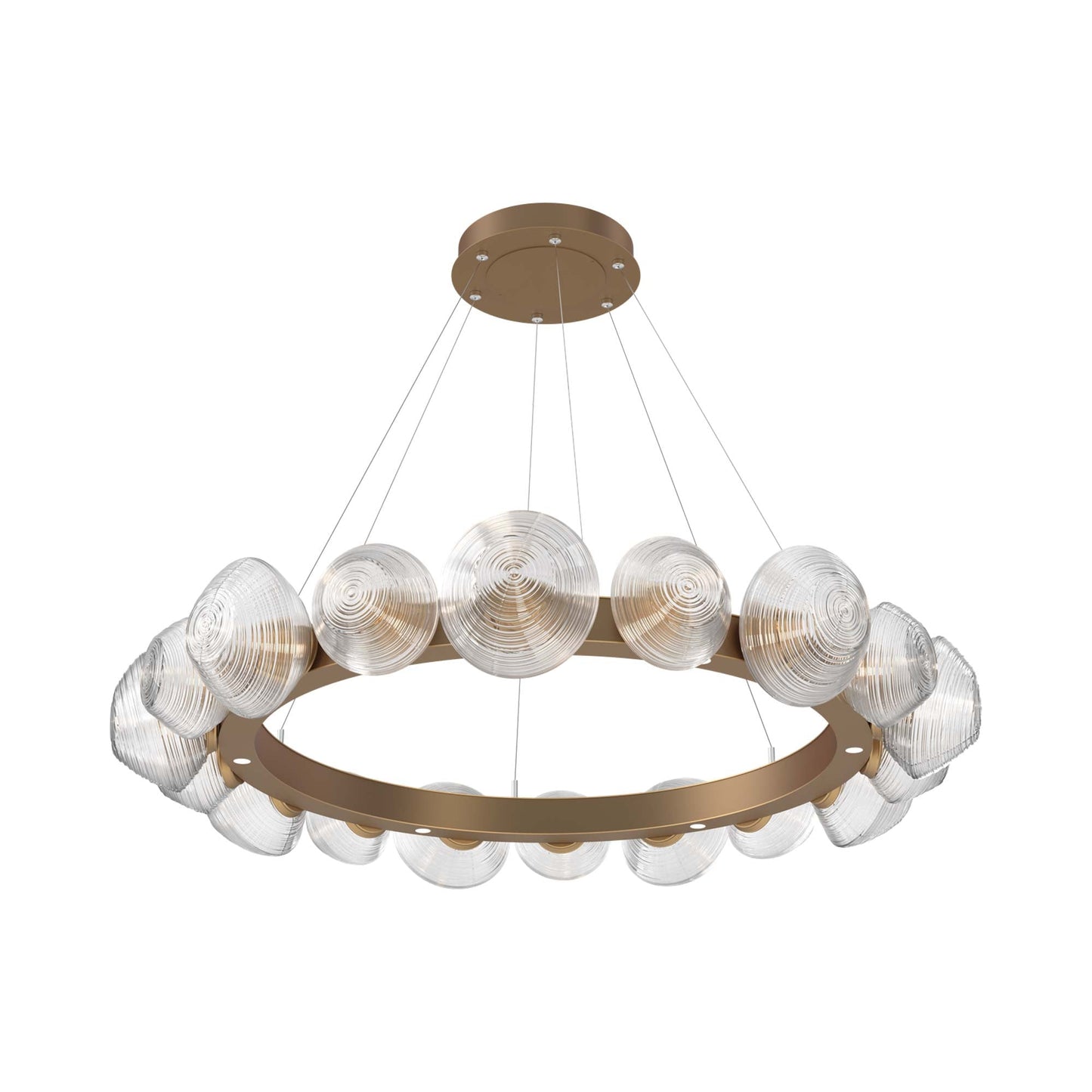 Mesa Radial Ring LED Chandelier in Novel Brass/Clear Blown Glass (47.5-Inch).