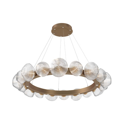 Mesa Radial Ring LED Chandelier in Novel Brass/Clear Blown Glass (47.5-Inch).