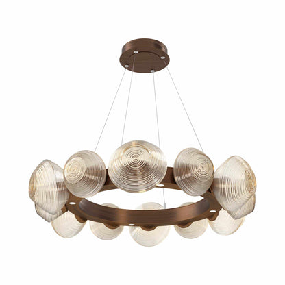 Mesa Radial Ring LED Chandelier in Oil Rubbed Bronze/Amber Blown Glass (35.2-Inch).