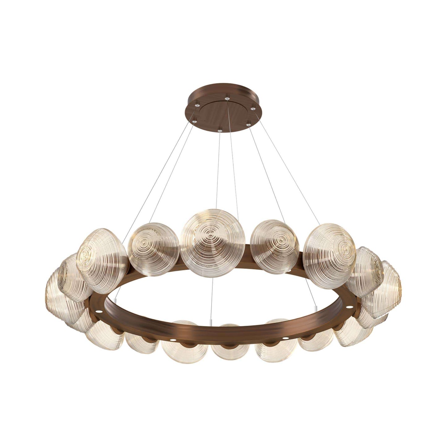 Mesa Radial Ring LED Chandelier in Oil Rubbed Bronze/Amber Blown Glass (47.5-Inch).