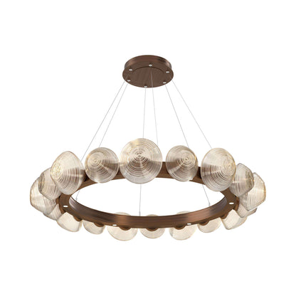 Mesa Radial Ring LED Chandelier in Oil Rubbed Bronze/Amber Blown Glass (47.5-Inch).