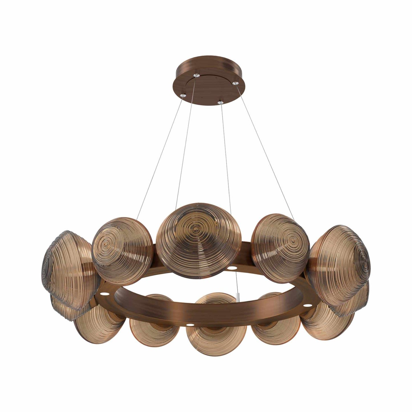 Mesa Radial Ring LED Chandelier in Oil Rubbed Bronze/Bronze Blown Glass (35.2-Inch).