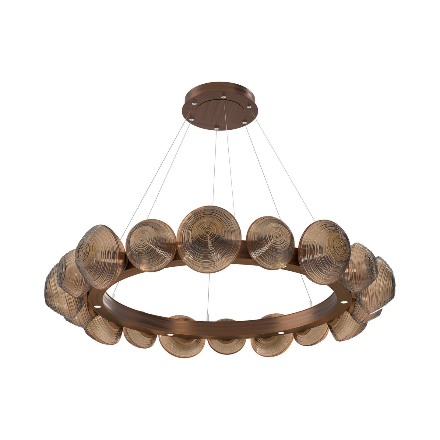 Mesa Radial Ring LED Chandelier in Oil Rubbed Bronze/Bronze Blown Glass (47.5-Inch).