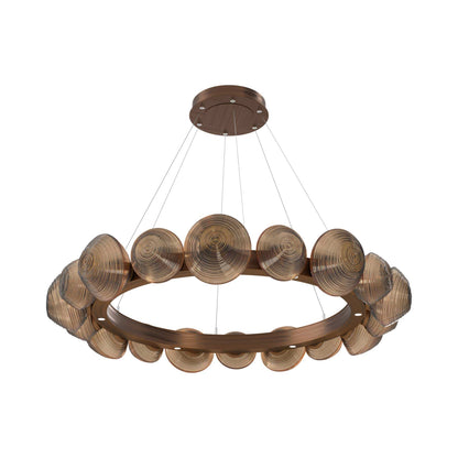 Mesa Radial Ring LED Chandelier in Oil Rubbed Bronze/Bronze Blown Glass (47.5-Inch).