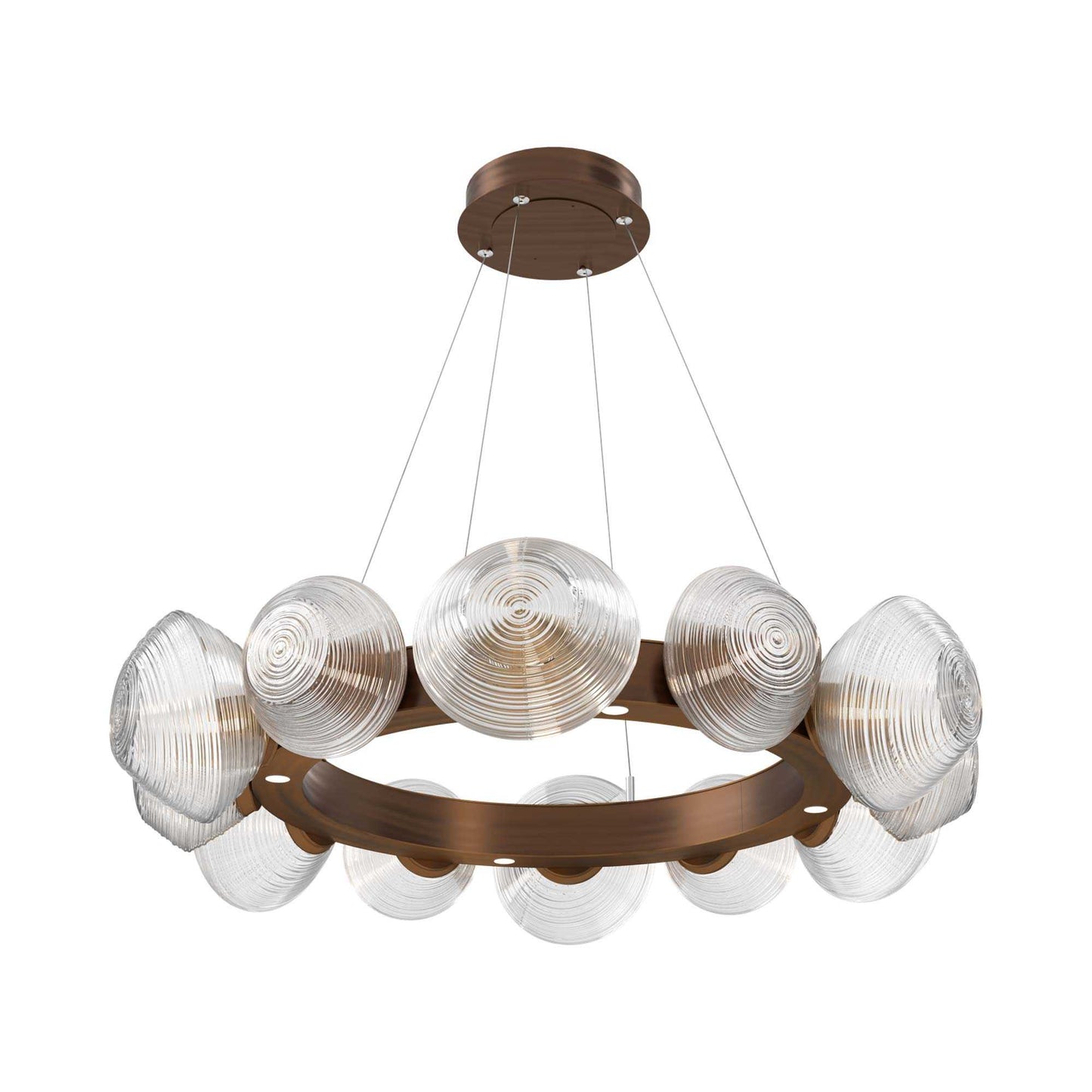 Mesa Radial Ring LED Chandelier in Oil Rubbed Bronze/Clear Blown Glass (35.2-Inch).