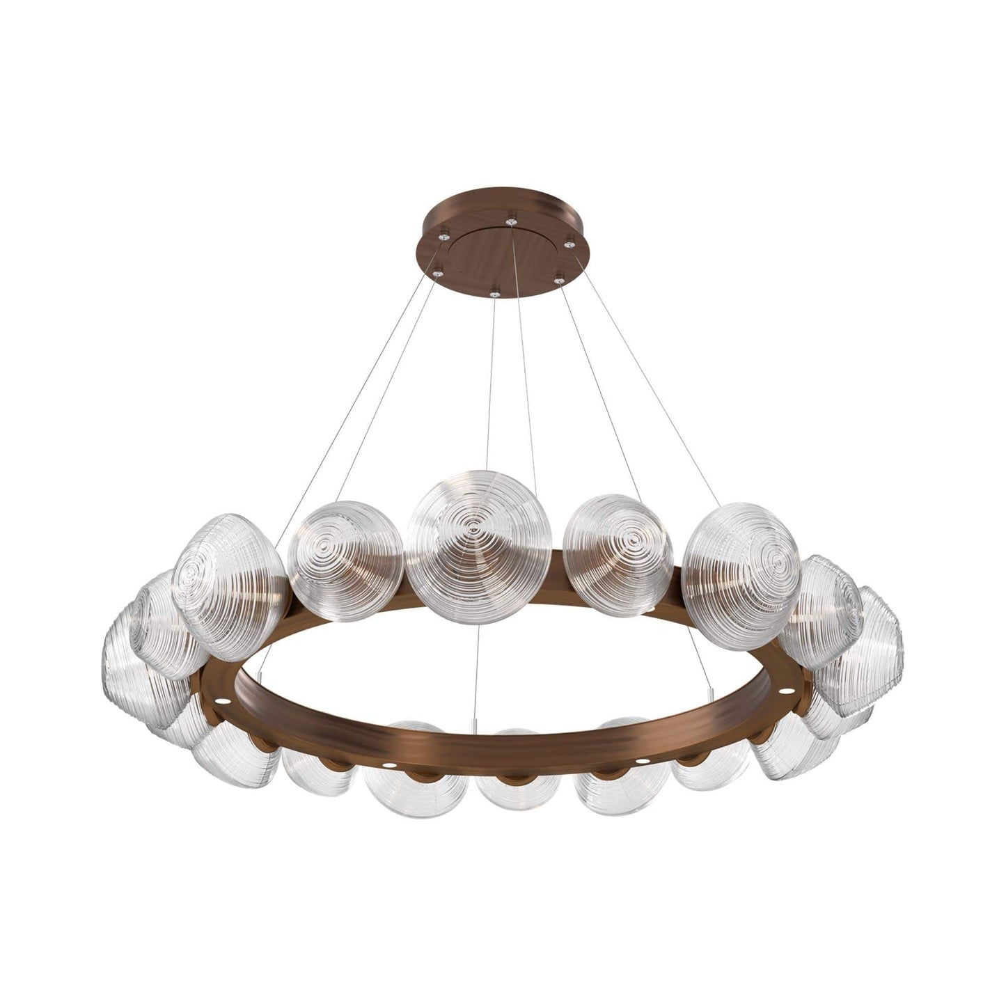 Mesa Radial Ring LED Chandelier in Oil Rubbed Bronze/Clear Blown Glass (47.5-Inch).
