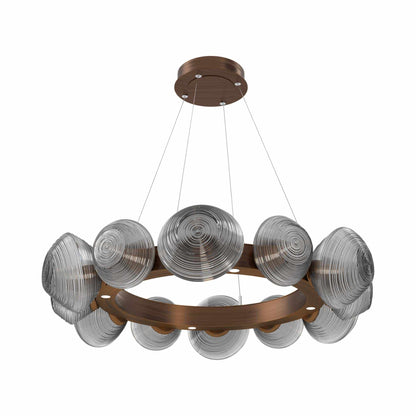 Mesa Radial Ring LED Chandelier in Oil Rubbed Bronze/Smoke Blown Glass (35.2-Inch).