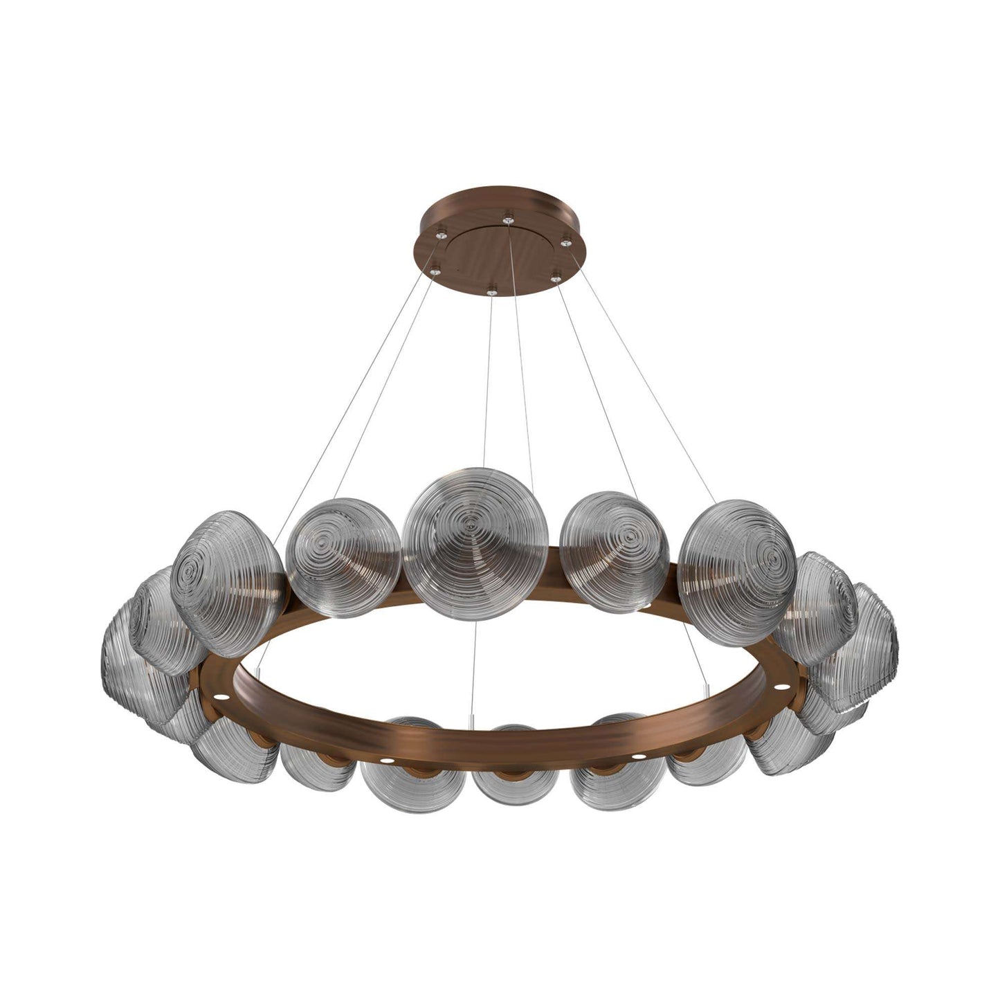 Mesa Radial Ring LED Chandelier in Oil Rubbed Bronze/Smoke Blown Glass (47.5-Inch).