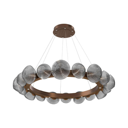 Mesa Radial Ring LED Chandelier in Oil Rubbed Bronze/Smoke Blown Glass (47.5-Inch).