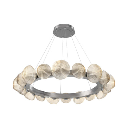 Mesa Radial Ring LED Chandelier in Satin Nickel/Amber Blown Glass (47.5-Inch).