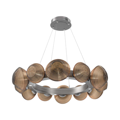 Mesa Radial Ring LED Chandelier in Satin Nickel/Bronze Blown Glass (35.2-Inch).