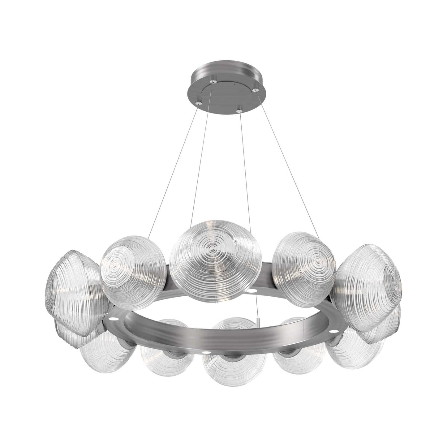 Mesa Radial Ring LED Chandelier in Satin Nickel/Clear Blown Glass (35.2-Inch).