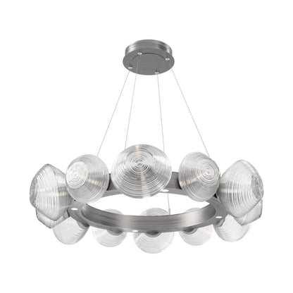 Mesa Radial Ring LED Chandelier in Satin Nickel/Clear Blown Glass (35.2-Inch).