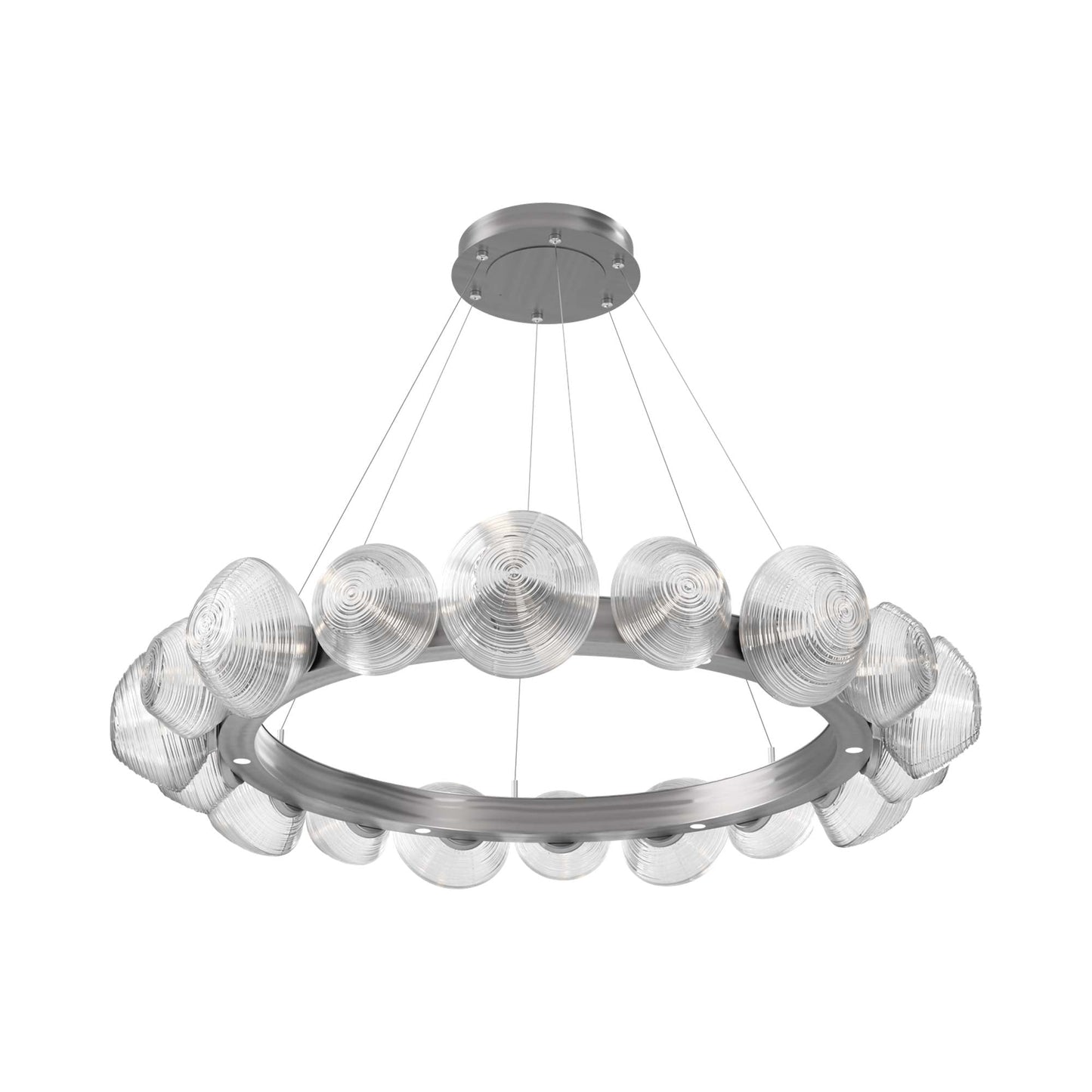 Mesa Radial Ring LED Chandelier in Satin Nickel/Clear Blown Glass (47.5-Inch).