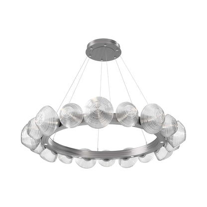Mesa Radial Ring LED Chandelier in Satin Nickel/Clear Blown Glass (47.5-Inch).
