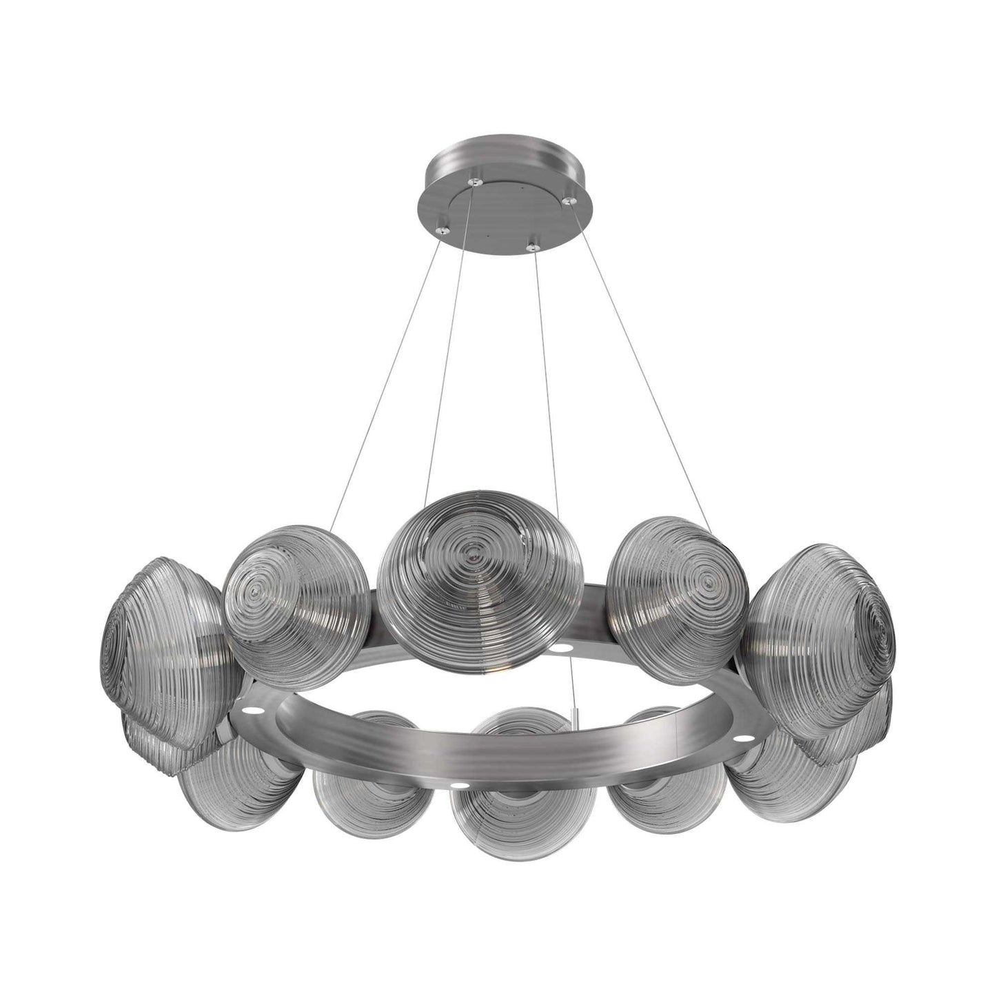 Mesa Radial Ring LED Chandelier in Satin Nickel/Smoke Blown Glass (35.2-Inch).