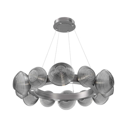 Mesa Radial Ring LED Chandelier in Satin Nickel/Smoke Blown Glass (35.2-Inch).