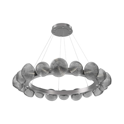 Mesa Radial Ring LED Chandelier in Satin Nickel/Smoke Blown Glass (47.5-Inch).
