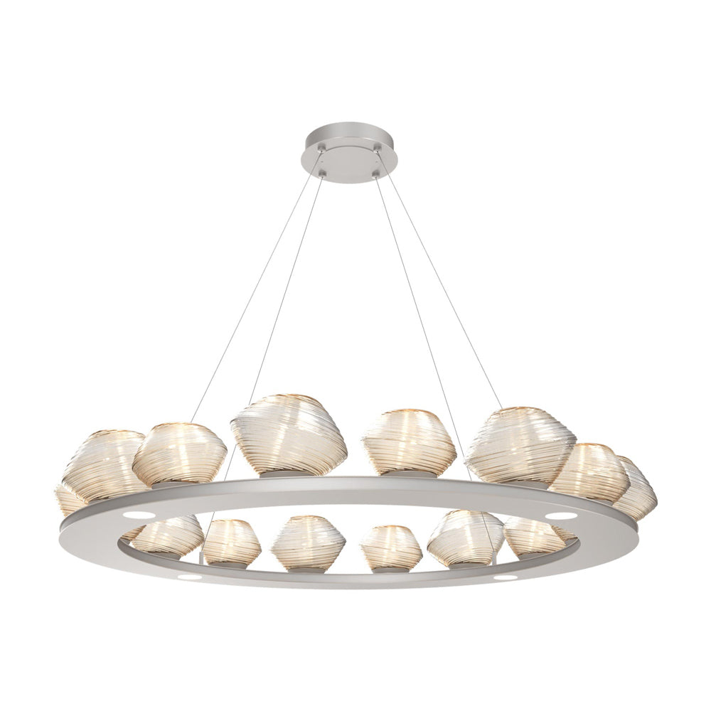 Mesa Ring LED Chandelier in Beige Silver/Amber Blown Glass (46.8-Inch).