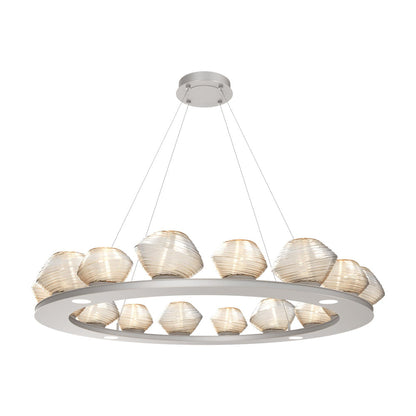Mesa Ring LED Chandelier in Beige Silver/Amber Blown Glass (46.8-Inch).