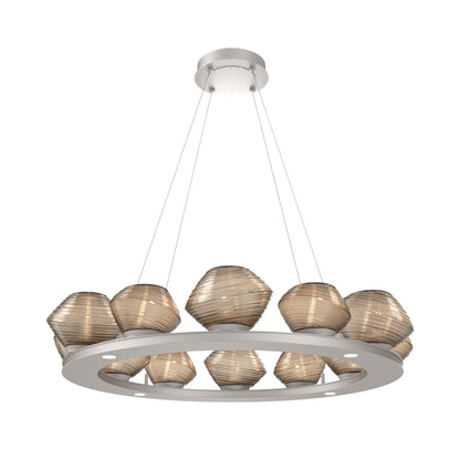 Mesa Ring LED Chandelier in Beige Silver/Bronze Blown Glass (36.7-Inch).