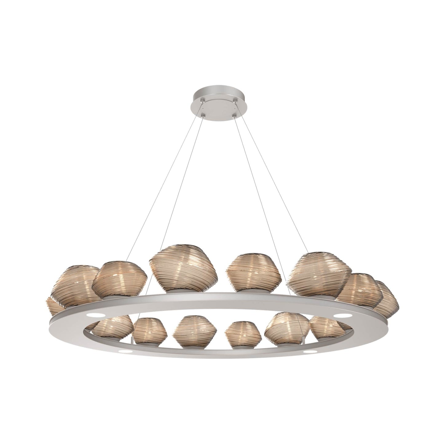 Mesa Ring LED Chandelier in Beige Silver/Bronze Blown Glass (46.8-Inch).