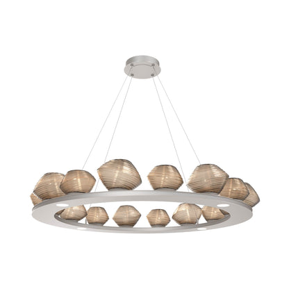 Mesa Ring LED Chandelier in Beige Silver/Bronze Blown Glass (46.8-Inch).