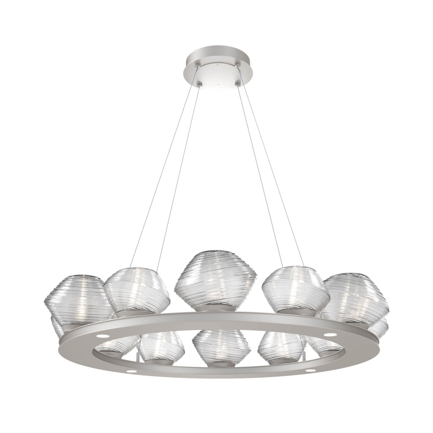 Mesa Ring LED Chandelier in Beige Silver/Clear Blown Glass (36.7-Inch).